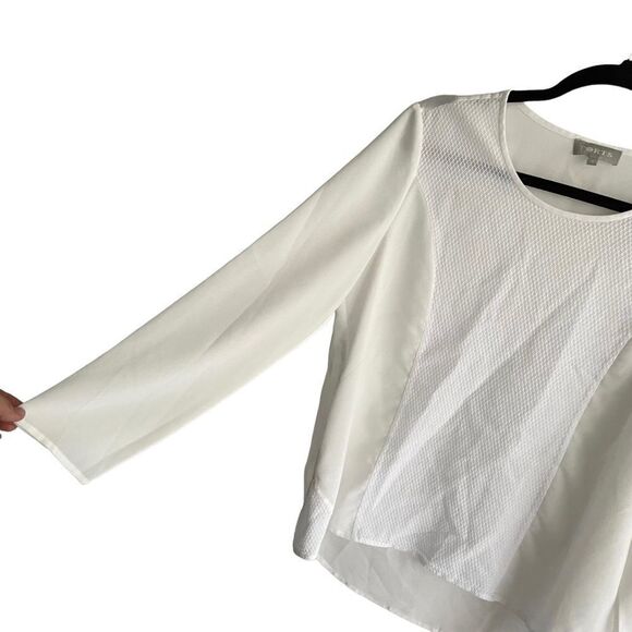 PORTS Crew Neck Long Sleeve Blouse Cream White 4 - Picture 2 of 6